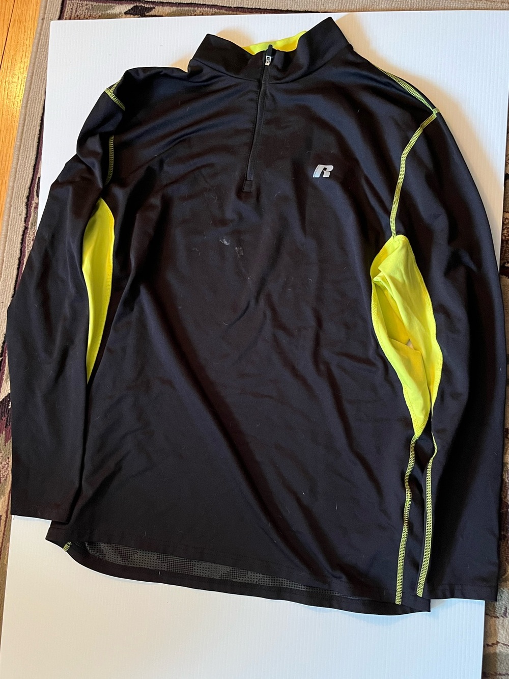 Russell Athletic Black & Neon Yellow Quarter-Zip Performance Top